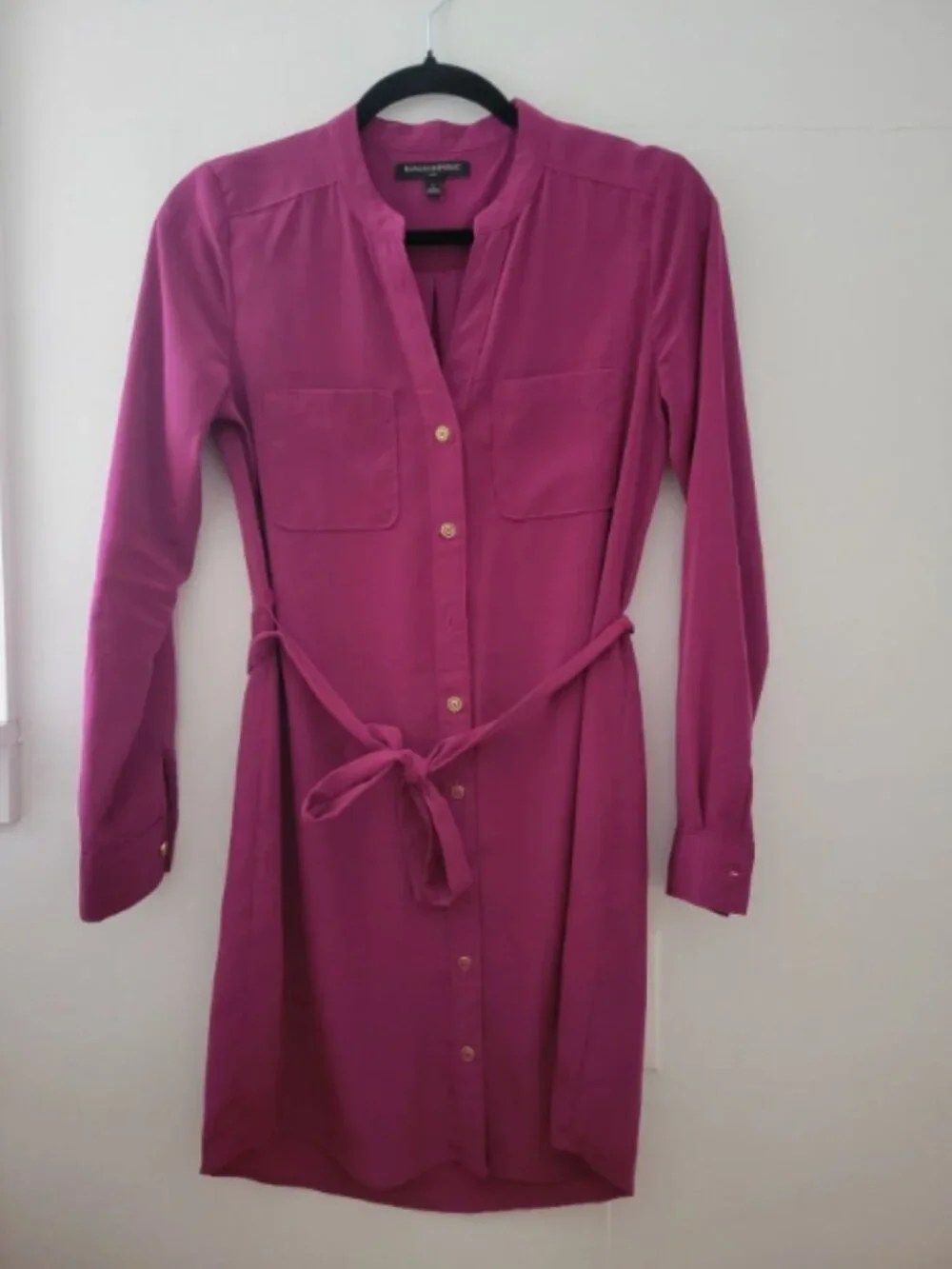 Banana Republic Shirt Womens Dress Size S Pink Button Up Tie Waist Casual Work - Picture 3 of 9